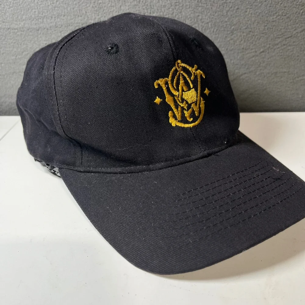 Smith & Wesson Hat Mens Black Gold Logo Snapback Baseball Cap Vintage KC Tag